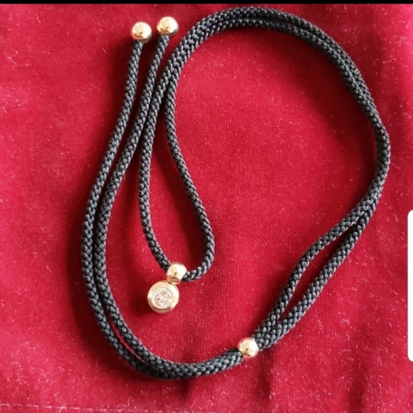 14KT CZ black cord necklace - Picture 3 of 7